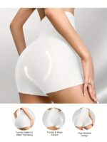 High-Waist Seamless Shaping Shorts For Women - Comfortable, Butt-Lifting, Slimming, And Posture-Adjusting Underwear, 1Pc, Solid Color, Adjustable Fit, Sports Shorts | Seamless Design | Polyester Blend - Image 9