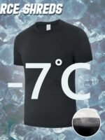 1Pc Men'S Ice Sliky Fiber T-Shirt With -7? Ice Feel Technology, Moisture-Wicking Quick-Dry High Elasticity Fabric, Breathable Gradient Mesh Design For Sports & Casual Wear - Black, All-Season Round Neck Short Sleeve Tee, Summer Activewear, Moisturewicking Fabric, High Elasticity Shirt