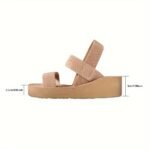 Women'S Summer Wedge Sandals, Solid Color Open Toe Elastic Strap Slip On Shoes, Casual Outdoor Beach Sandals - Image 8