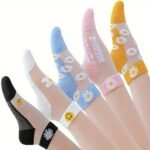 5 Pairs Of Floral Prints With Contrasting Fishnet Stockings, Breathable And Comfortable Ankle Socks, Women'S Stockings And Sweaters. - Image 2