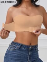 Women'S Solid Color Front Closure No Padded Strapless Bra - Image 3