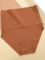 Solid Color High-Waisted Panties, Seamless Daily Comfort Briefs - Image 5