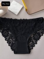 5-Pack Women'S Plus Size Lace Stitching Underwear - Elegant Floral Print, Breathable & Comfortable Mid-Rise Briefs (Xl-5Xl), Daily Wear Underwear | Feminine Elegance | Intricate Lace Detail - Image 5