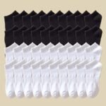 10 Pairs Of Mixed Color Short Socks - Yz - Pure Black And White Comfortable Spring/Summer Matching Set