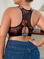 Plus Size Women'S Bra - No Underwire, Breathable Mesh With Vibrant Butterfly Print, Adjustable Straps, Medium Stretch, Ideal For Casual Attire, Comfortable Undergarment | Vibrant Print Top | Breathable Fabric - Image 4