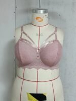 Plus Size Sexy Bra, Women'S Plus Rhinestone Decor Ring Linked Scalloped Trim Strappy Lace Bra - Image 4