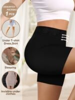Random 4 Colors Random Plus Size Panties Women'S Underwear Shorts Peach Hip Shorts Fashion Contrast Color High Waist Tummy Control Body Shapin - Image 4