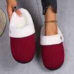 Solid Color Slippers, Casual Slip On Plush Lined Shoes, Comfortable Indoor Home Slippers - Image 7