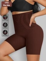 1Pc Plus Size Elegant Underwear, Women'S High Waist Tummy Control Seamless Shapewear Box Briefs - Image 2