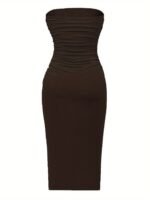 Ruched Solid Tube Dress, Casual Dress For Spring & Summer, Women'S Clothing - Image 4