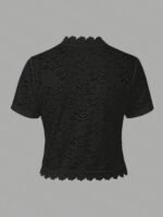 Summer Solid Color Lace Patchwork Casual Open Front Jacket For Holiday Party Clothes - Image 6