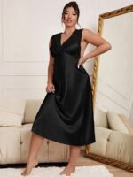 Elegant Women'S Lace-Trimmed Backless Nightgown - Soft Polyester & Elastane Blend, Machine Washable - Image 5