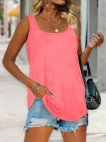 Plus Size Women'S Elegant Sleeveless Tank Top - Stretchy Solid Color Casual Vest, Machine Washable All-Season Versatile Top For Casual Attire, Ladies Tank Tops, Nontransparent Material, Highelastic Fabric - Image 5