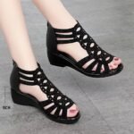 Women'S Soft Skin Roman Sandals - Black Open-Toe, Strappy, Block Heel Sandals With Sparkling Details, Summer Fashion For Casual And Formal Wear, Casual Footwear | Sparkling Sandals | Microfiber Upper, Sandals - Image 6