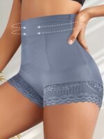 1Pc High-Waist Tummy Control Shapewear Panties For Women, Postpartum Belly Slimming With Lace Detail, Breathable Nylon Blend, Hand Washable, Tummy Control Underwear