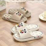 Disney Mickey & Minnie Mouse Unisex Eva Slippers - Soft Comfortable Non-Slip Indoor/Outdoor House Shoes With Ventilation Holes, All-Season Slip-On Design For Women & Men, Black & White Couple'S Slippers, House Slippers - Image 10