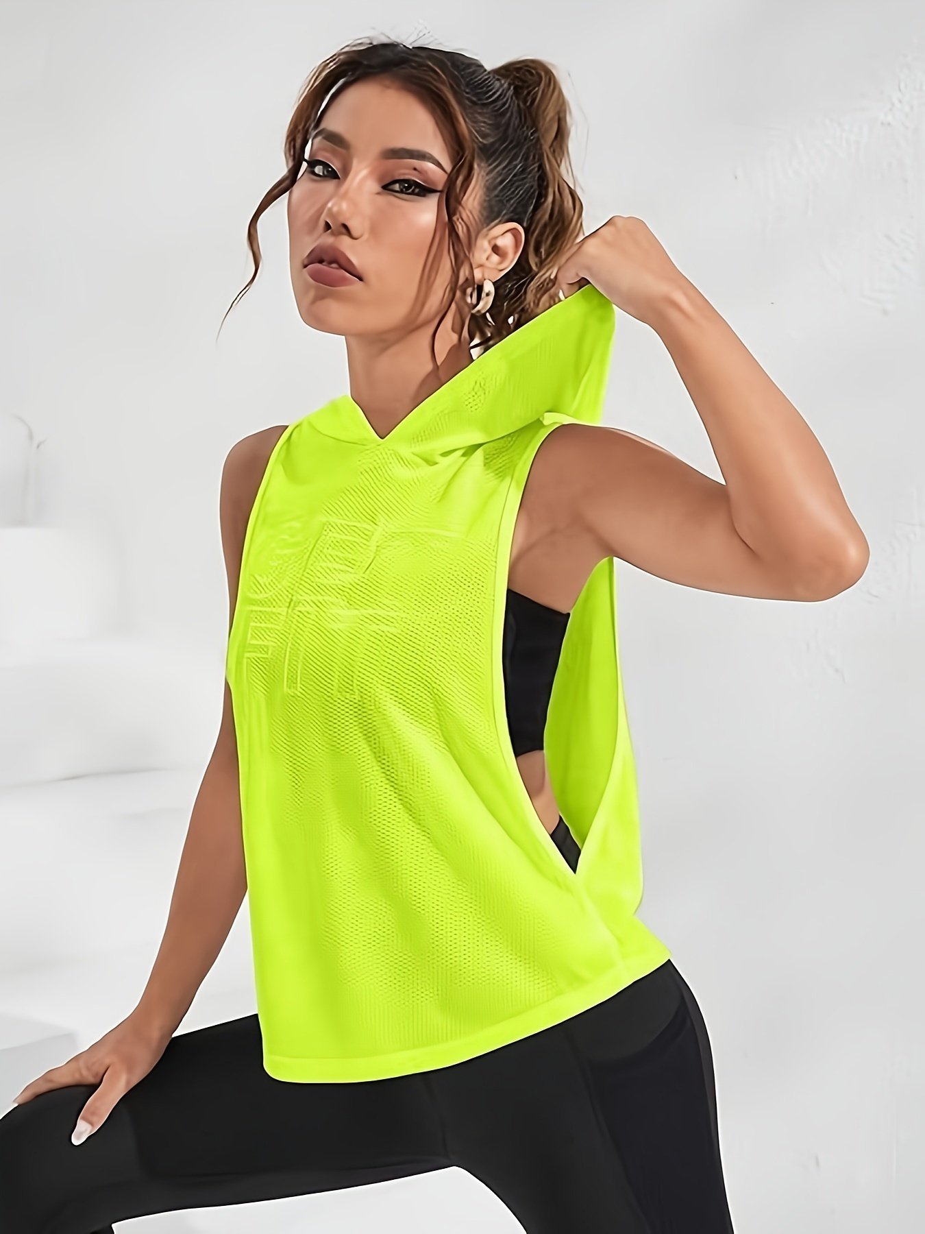 product-fancy-2c664eae-04f3-484a-bac6-b82660d1eee2.jpg Letter Embroidered Side Open Hoodie, Y2K Sleeveless Loose Eyelet Hoodie For Spring & Summer, Women'S Clothing - Image 1