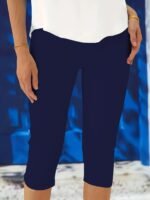 Plus Size Solid Skinny Capris Leggings, Casual Crop Leggings For Spring & Summer, Women'S Plus Size Clothing - Image 10