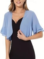 Layered Flare Sleeve Crop Blouse, Versatile Open Front Blouse For Spring & Summer, Women'S Clothing - Image 2