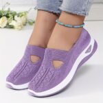 Women'S Breathable Knit Slip-On Sneakers - Light Blue Casual Low-Top Shoes With Cushioned Pvc Sole, All-Season Comfort For Casual Attire, Ladies Sneakers, Stylish Slipons, Comfortable Fit - Image 6