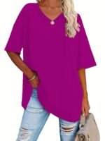 Plus Size, Plus Size Women'S Solid Color T-Shirt - Image 2