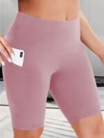 Women'S High-Waist Shaping Shorts With Crescent Pockets - Black, Stretchy Tummy Control, Mid-Thigh Length, Machine Washable, Summer Casual Wear, Everyday Compression Wear | Sleek Design | Tummy Control Shorts - Image 9