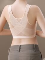 High Support Wire-Free Front Button-Up Sports Bra For Women - Breathable Nylon/Spandex Blend With Mesh Panels, Tummy Control & Adjustable Straps - Yoga Running Workout Top For Teens & Adults - Image 4