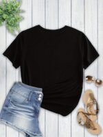 Prayer Print Crew Neck T-Shirt, Casual Short Sleeve Top For Spring & Summer, Women'S Clothing - Image 3