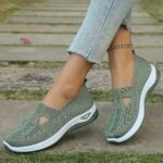 1 Pair Women'S Breathable Open Toe Sneakers, Casual All-Season Slip-On Walking Shoes, Lightweight Flat Sole With Solid Color Design, Comfortable Fabric Upper/Inner And Faux Sole - Image 20