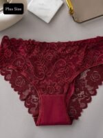 5-Pack Women'S Plus Size Lace Stitching Underwear - Elegant Floral Print, Breathable & Comfortable Mid-Rise Briefs (Xl-5Xl), Daily Wear Underwear | Feminine Elegance | Intricate Lace Detail - Image 6
