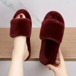 Women'S Autumn And Winter Faux Furry Slippers, One-Word Indoor Warm Slippers, Four-Level Plush Slippers In Winter, Elegant And Comfortable Lazy Slippers For Indoor Floors - Image 3