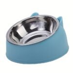 1Pc Elevated Stainless Steel Cat Bowl, 2-In-1 Inclined Food & Water Dish With Cute Ear Stand, Neck Protection Design For Cats - Available In White, Black, And Gray - Image 12