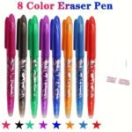 8Pcs/Set Erasable Pens Gel Rolling Ball Smooth Writing 0.5Mm Pens With Eraser For School Classroom Teacher Office Stationary School Supplies Gifts Black Blue Red Pink Orange Purple Light Blue