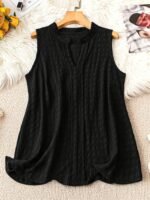 Elegant V-Neck Tank Top For Women, Made Of Solid Color Knitted Fabric, Featuring High Elasticity, Suitable For Wearing In All Seasons. - Image 2