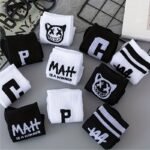 5-Pack Unisex Mid-Calf Socks - Breathable Moisture-Wicking All-Season Athletic Socks With Cartoon Letter Print (C/M/P/Phantom/Sketch) - Black & White Couples Socks For Daily Wear & Sports - Machine Washable, Fluffy Socks, Breathable Fabric - Image 5