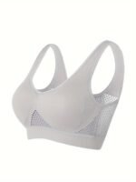 1Pc Essence Collection - High-Elasticity Bra With Removable Pads, Breathable Mesh Design For &, Wireless & Comfortable Fit, Plus Size Bra | Wireless Bra | Removable Pads - Image 8
