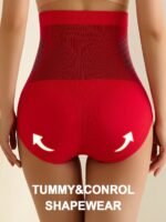 1Pc Women'S High-Waist Tummy Control Shapewear Panties - Slimming Body Shaper With Heat, Breathable Nylon & Spandex Blend, Hand Washable - Seamless Design For A Flawless Look - Image 6