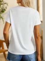 Women'S Casual Elegant Panda Print Crew Neck T-Shirt - Short Sleeve Bamboo Graphic Tee, Soft Breathable Fabric, Machine Washable, Spring Summer Top, Panda Gifts, Casual Attire Shirt, Durable Print Shirt - Image 7