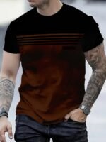Men'S Stylish Black & Blue Gradient T-Shirt - 100% Polyester, Round Neck Short Sleeve, Machine Washable, Comfort Fit For All Seasons, Casual Wear | Smooth Texture Fabric, Everyday Tshirt | Gradient Design | Smooth Texture Fabric, T Shirt - Image 10