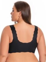 Plus Size High Support Seamless Non-Wired Wide Shoulder Strap Bra With Front Closure, Lace Detailing, V-Neck, Stretch Design, Comfortable Breathable, Suitable For Casual Attire, Ultra-Fitted Vest Style - Image 10