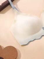 Love Women'S Wireless Bra No Underwire Anti-Sagging Removable Pads Medium Support Soft Pink Contrast Trim Comfort Sports Everyday Basic Bra - Image 9