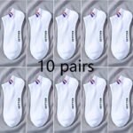 10 Pairs Men'S Athletic Crew Socks - Breathable Moisture-Wicking Polyester-Spandex Blend, Elastic Ribbed Cuff With Letter Design, Black & White Color Options, Machine Washable For Sports & Casual Wear - Image 3