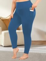 Plus Size - Women'S High-Waist 9/3 Length Leggings With Side Pockets - Stretchy, Solid Color, Casual Leggings For Daily Wear, Leggings | Highwaist Leggings | Comfortable Fit - Image 8