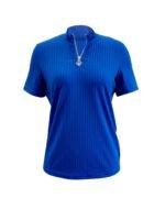 Women'S Solid Red V-Neck Zip-Up Short Sleeve T-Shirt - Middle Eastern-Inspired Elegance Collection, Machine Washable Spring/Summer Casual Top, Everyday Comfort Wear, Easycare Fabric, Comfortable Fit Shirt - Image 6