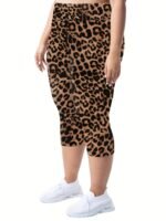 Plus Size High-Waisted 7/8 Leggings - 4-Way Stretch Tummy Control Yoga Pants With Pockets, Solid Color Summer Workout & Casual Wear, Machine Washable, Workout Leggings, Stylish Comfort Wear, Snug Fit Attire - Image 8