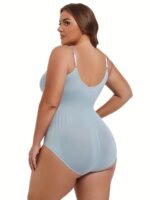 Women'S Plus Simple Shapewear Bodysuit, Plus Size Solid Seamless Tummy Control Slimming Adjustable Body Shaper - Image 8