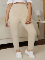 Elegant Plus Size High-Stretch Leggings - Solid Color, Casual & Fashionable For Running And Casual Attire - Image 8