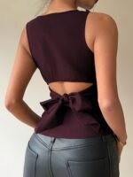 Stylish Summer Fashion Hollow Back Strapless Solid Color Sexy Women'S Tank Top - Image 5