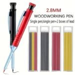 Solid Carpenter Pencil With Refill Lead And Built-In Sharpener For Deep Hole Mechanical Pencil Scribing Marking Woodworking Tool