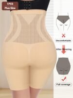 1Pc Plus Size Elegant Underwear, Women'S High Waist Tummy Control Seamless Shapewear Box Briefs - Image 5